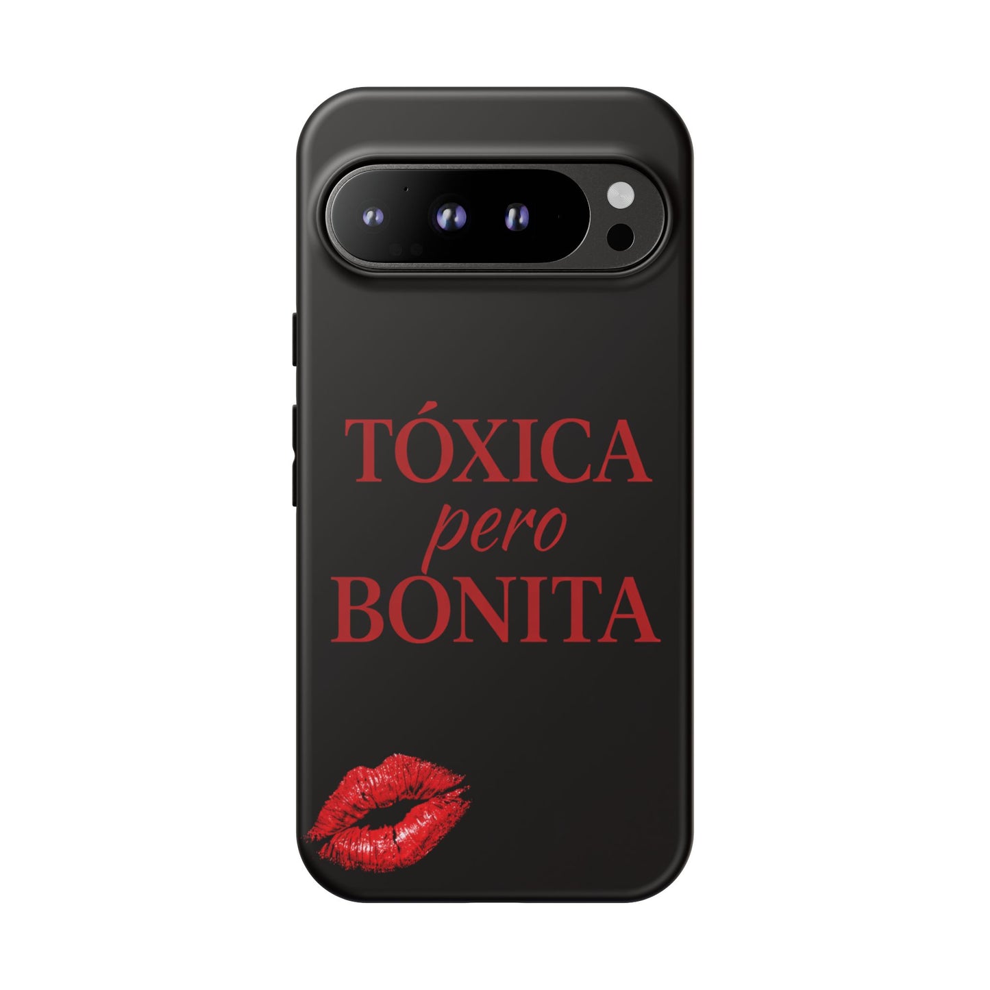 Toxica Pero Bonita Phone Case, Latina Quote Case, Red Lips Aesthetic, Spanish Saying Case, Trendy Tough Cover
