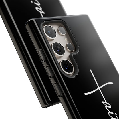 Faith Cross Phone Case, Christian Aesthetic Minimalist Black Matte Case, Religious Gift iPhone Samsung Cover