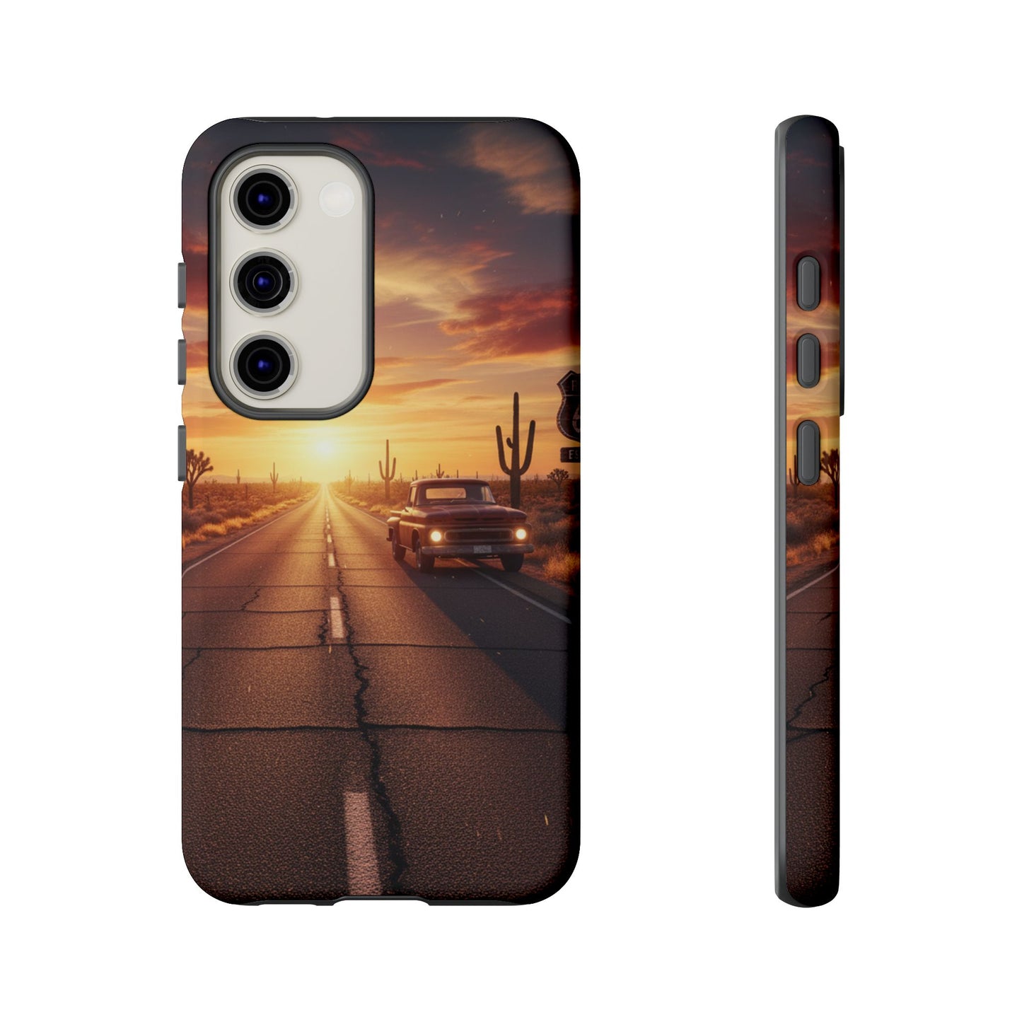 Route 66 Sunset Desert Highway Phone Case – Road Trip Travel Aesthetic Tough Case