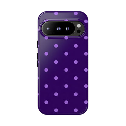 Purple Polka Dot Tough Phone Case – Cute Stylish Durable Protective Cover for Iphone, Samsung Galaxy and Pixel