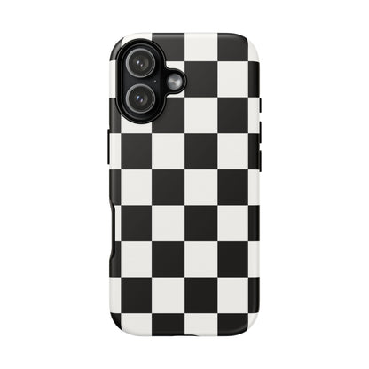 Black & White Checkerboard Phone Case – Classic Aesthetic Tough Protective Case