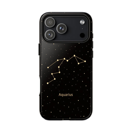 Aquarius Zodiac Constellation Phone Case – Luxe Gold Celestial Cover