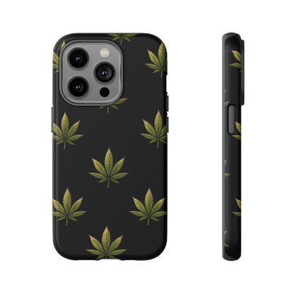 Cannabis Leaf Phone Case Green Weed Leaf Pattern Tough Protective Cover