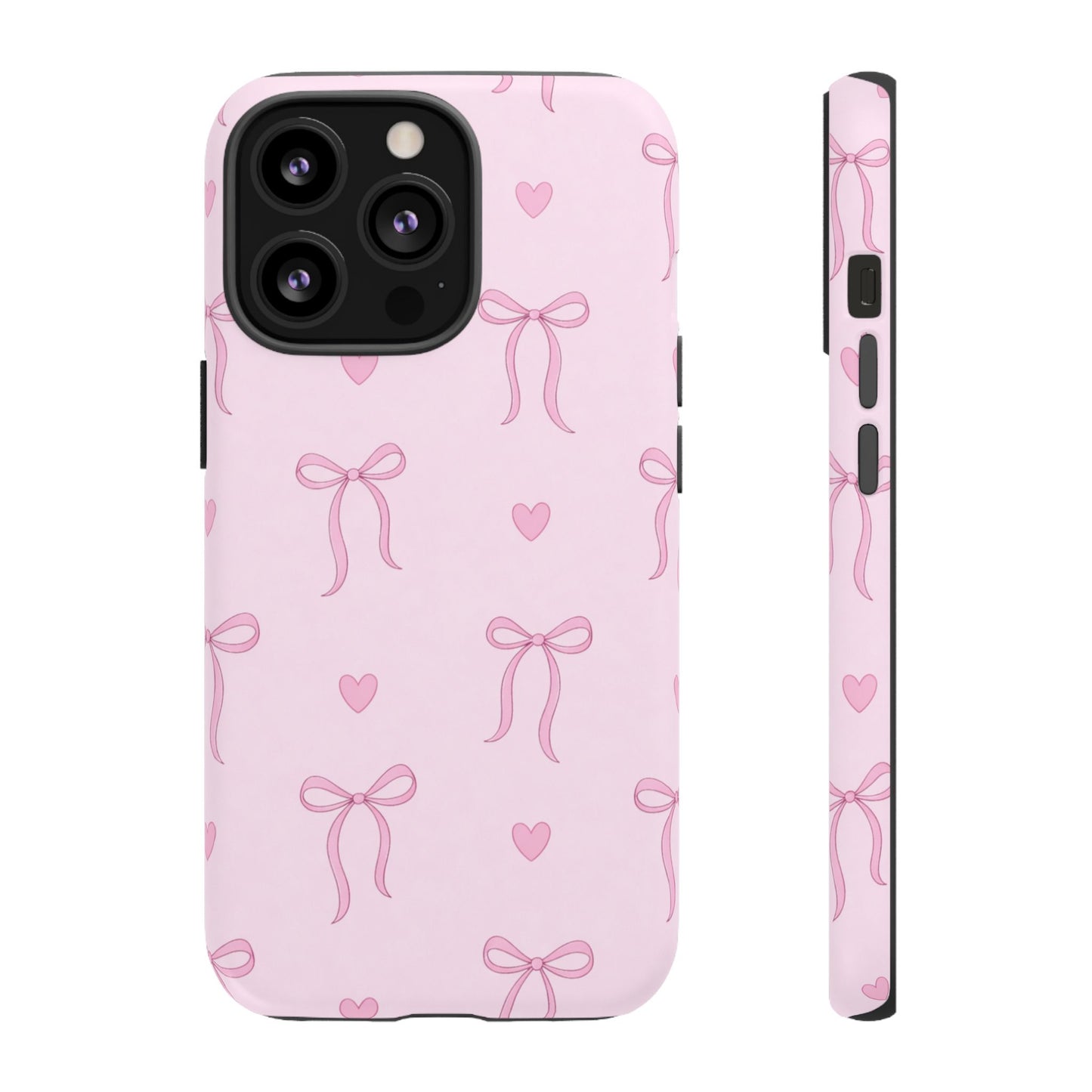 Pink Bow Heart Aesthetic Phone Case – Coquette Cute Tough Cover