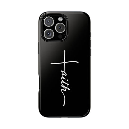 Faith Cross Phone Case, Christian Aesthetic Minimalist Black Matte Case, Religious Gift iPhone Samsung Cover