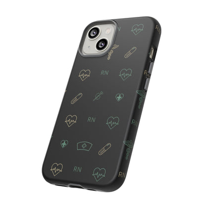 RN Nurse Phone Case – Minimal Medical Icon Pattern Healthcare Worker Tough Case