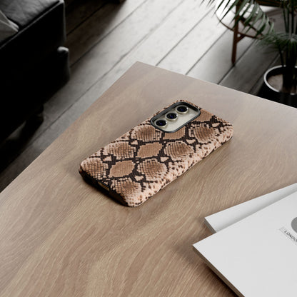 Snake Print Phone Case – Brown Python Pattern Slim Protective Cover for Iphone, Samsung Galaxy and Pixel