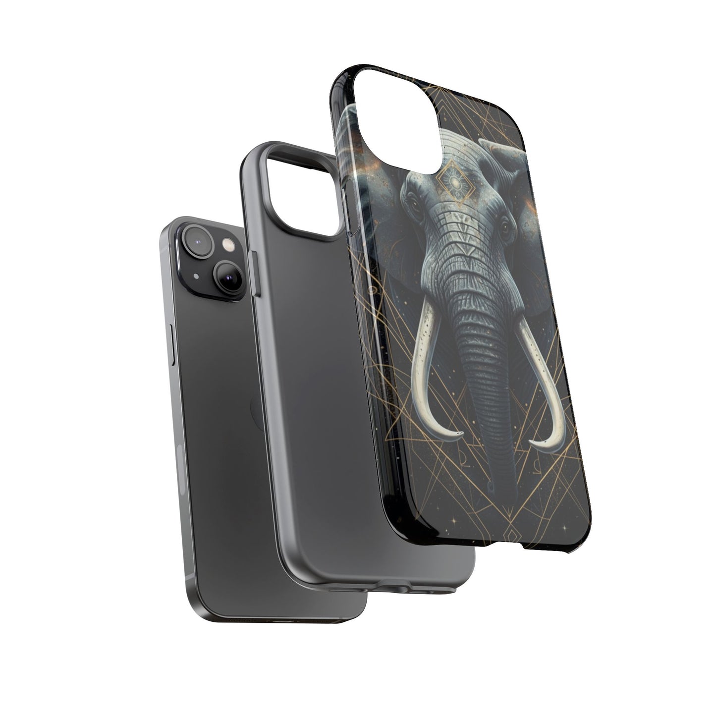 Elephant Mandala Phone Case – Black and Gold Spiritual Elephant Tough Protective Case