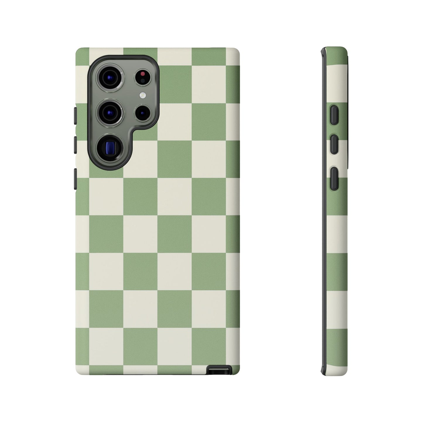 Sage Green Checkerboard Phone Case | Minimal Aesthetic Tough Case
