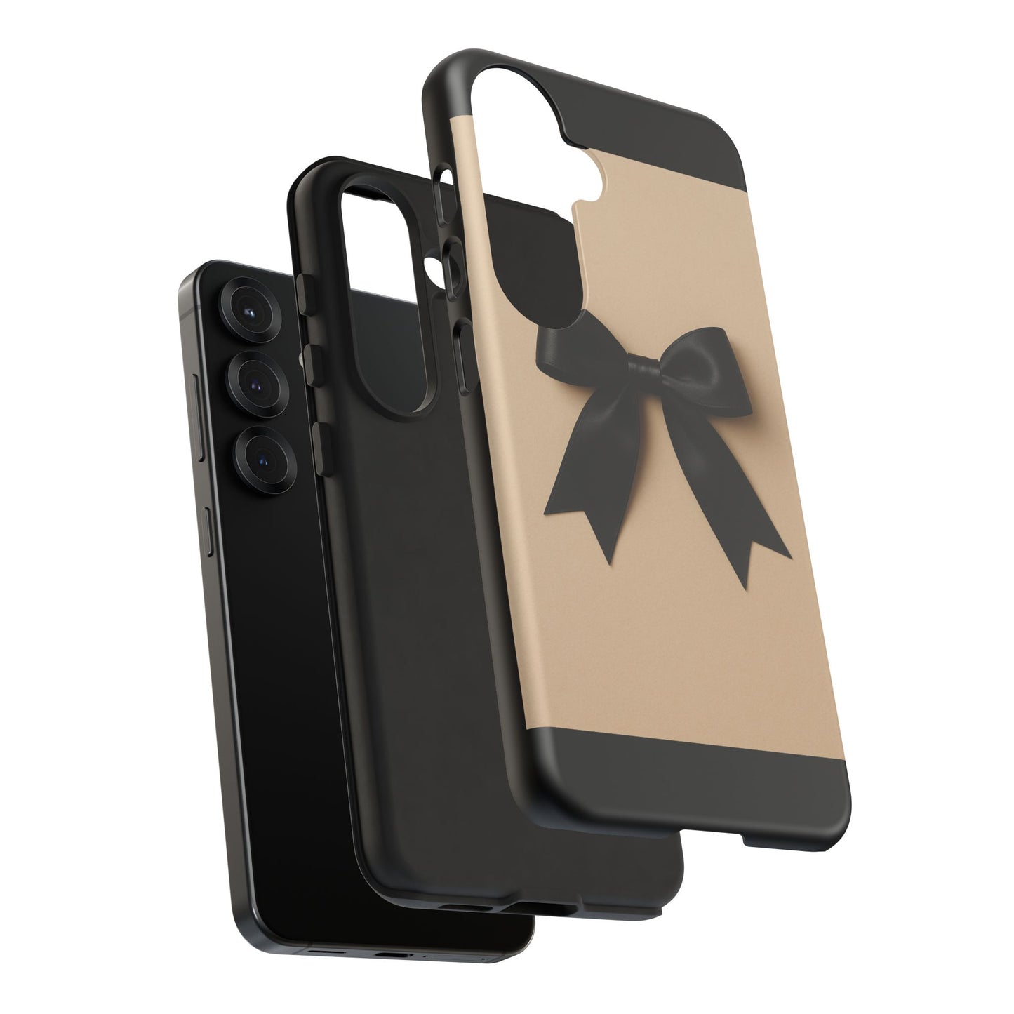 Black Bow Phone Case | Elegant Coquette Bow Design | Chic Neutral Tough Case for iPhone & Samsung