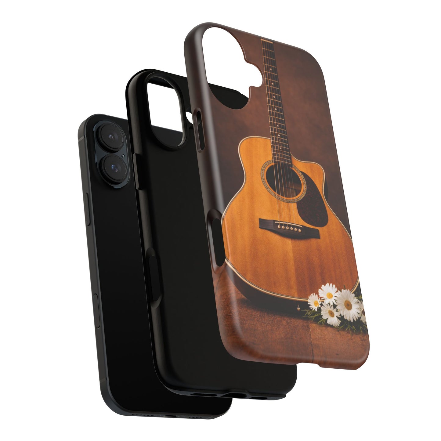 Acoustic Guitar Daisy Phone Case | Rustic Music Lover Tough Cover