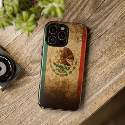 Vintage Mexico Flag Phone Case – Mexican Pride Grunge Flag Aesthetic Tough Case