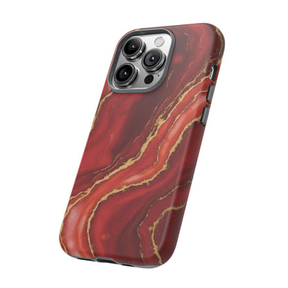 Red Agate Marble Phone Case – Gold Vein Luxury Stone Tough Case (iPhone, Samsung, Pixel)