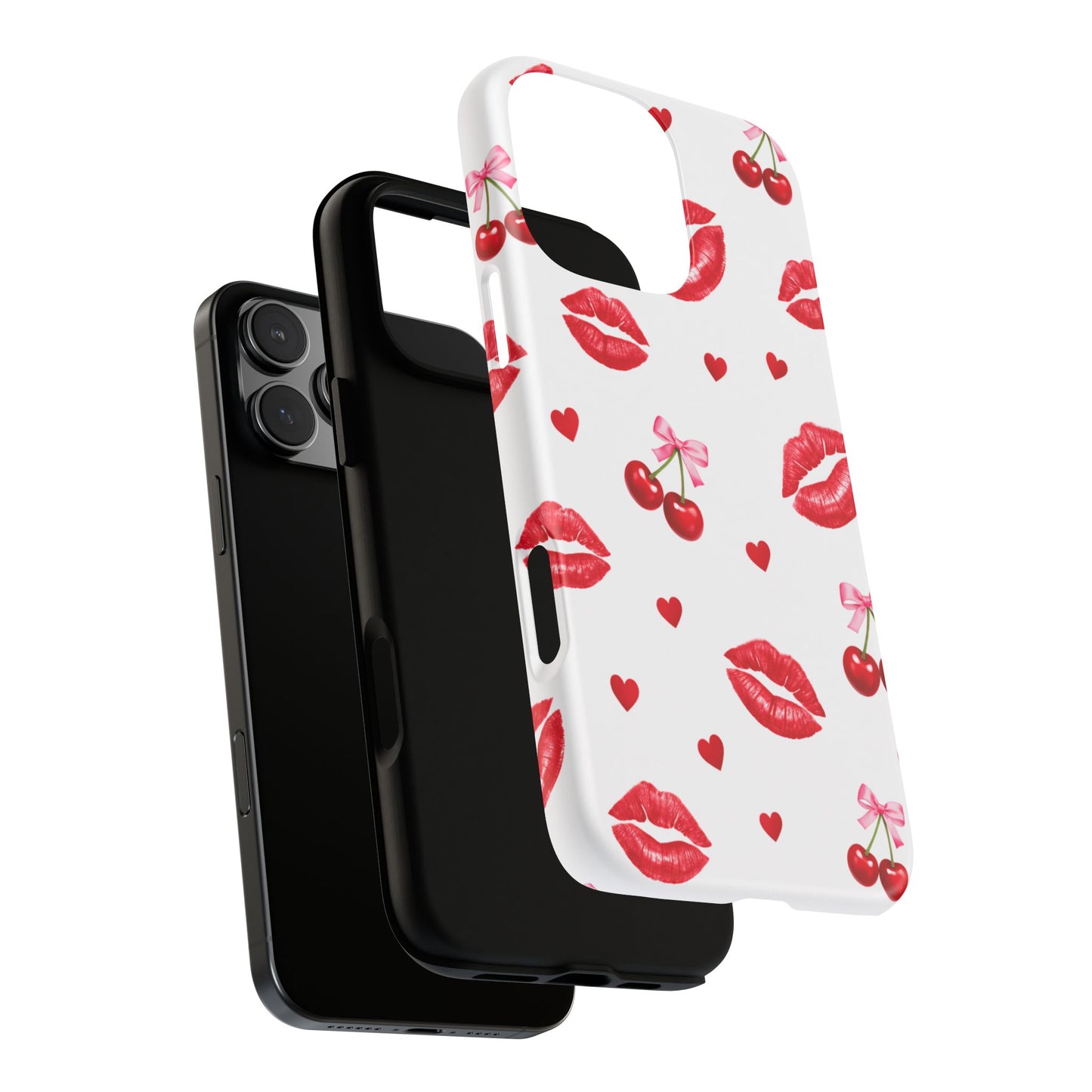 Red Lips & Cherry Phone Case – Y2K Retro Aesthetic Tough Cover