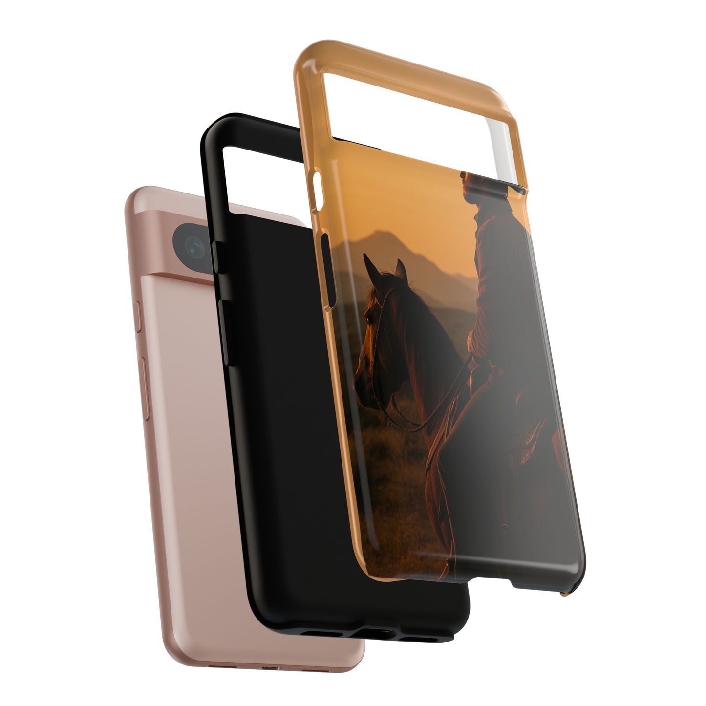 Western Cowboy Sunset Phone Case | Horse Rider Desert Aesthetic Tough Protective Case