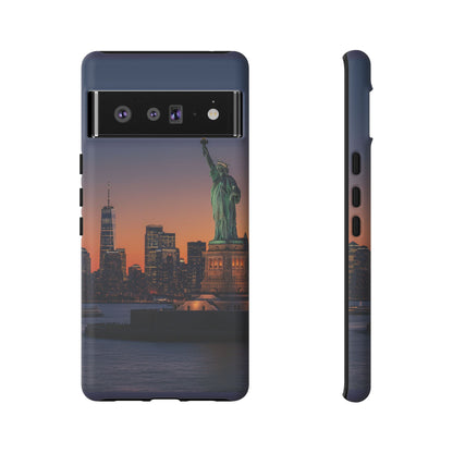 Statue of Liberty Sunset Phone Case – New York City Skyline Travel Aesthetic Tough Case