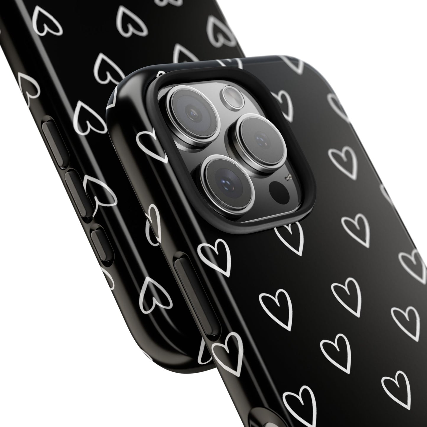 Doodle Heart Phone Case – Minimal Black & White Heart Pattern | Tough Protective Case