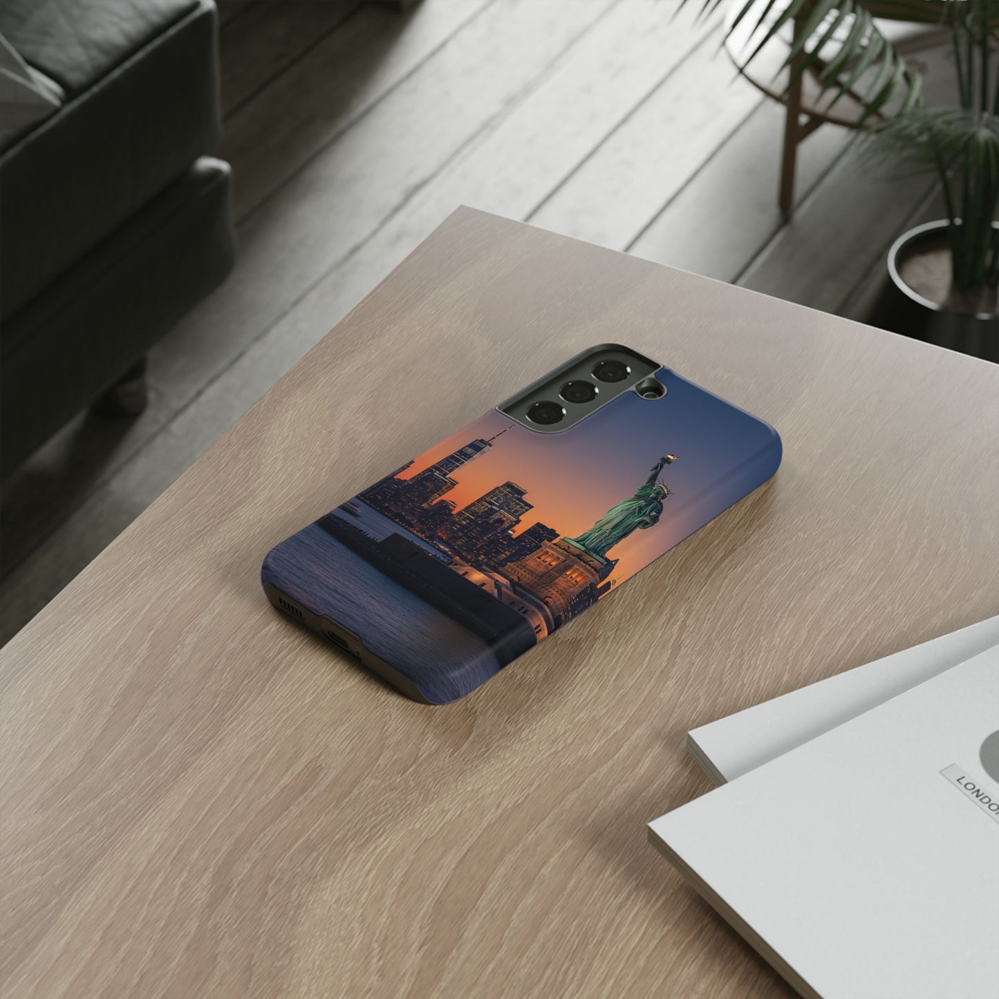 Statue of Liberty Sunset Phone Case – New York City Skyline Travel Aesthetic Tough Case