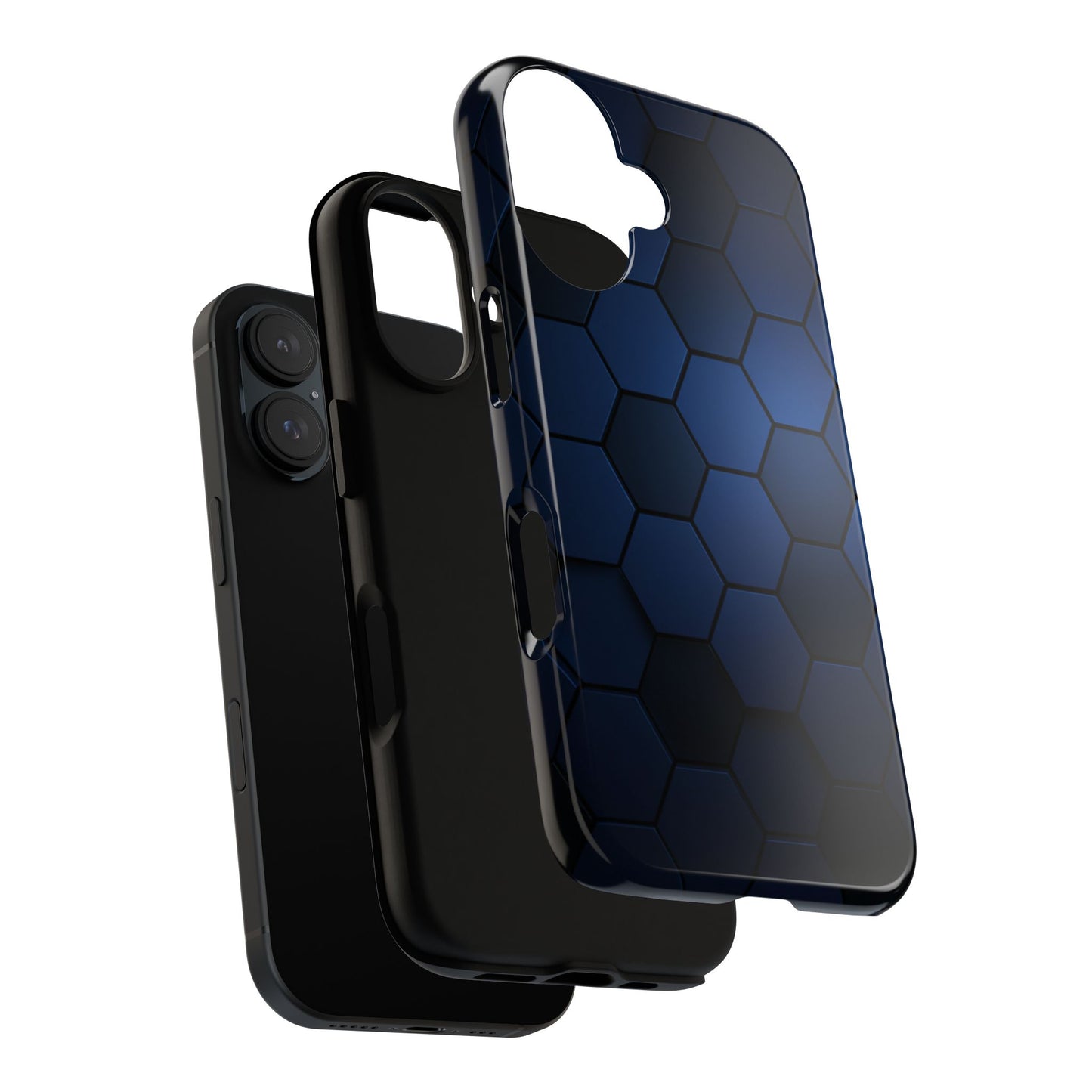 Blue Hexagon Gradient Phone Case | Honeycomb Geometric Tech Aesthetic | Minimalist Tough Case for iPhone & Samsung