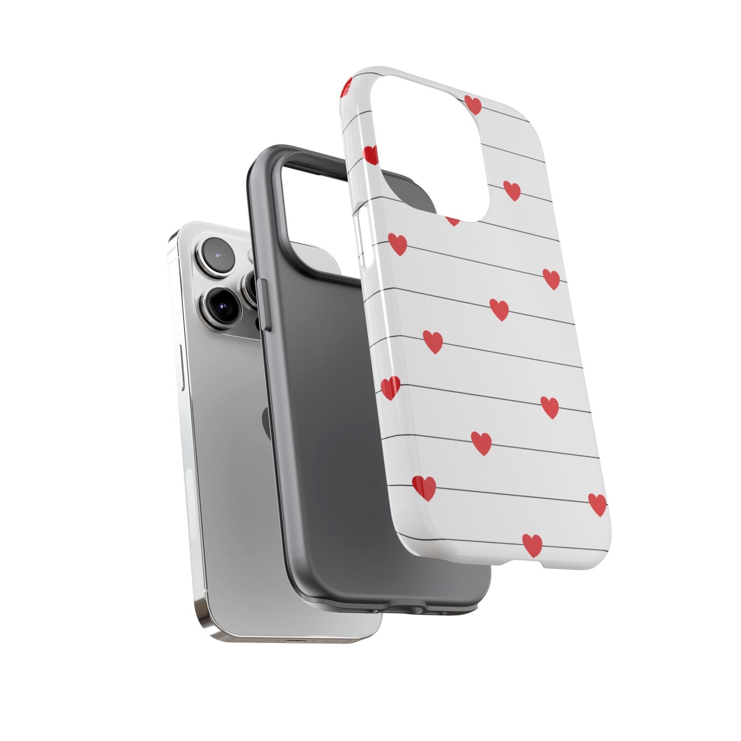 Red Heart Stripe iPhone Case | Tough Shockproof Love Aesthetic Cover