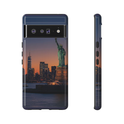 Statue of Liberty Sunset Phone Case – New York City Skyline Travel Aesthetic Tough Case