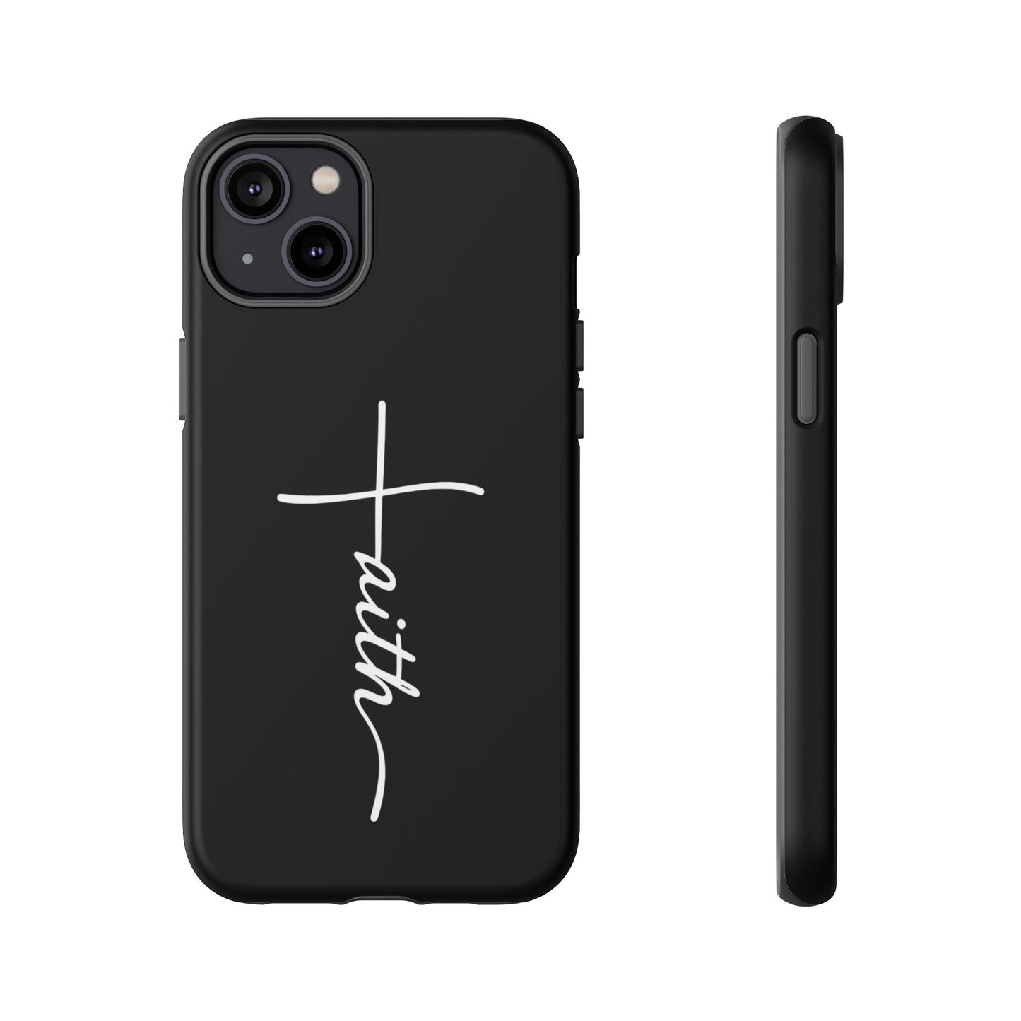 Faith Cross Phone Case, Christian Aesthetic Minimalist Black Matte Case, Religious Gift iPhone Samsung Cover