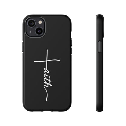 Faith Cross Phone Case, Christian Aesthetic Minimalist Black Matte Case, Religious Gift iPhone Samsung Cover