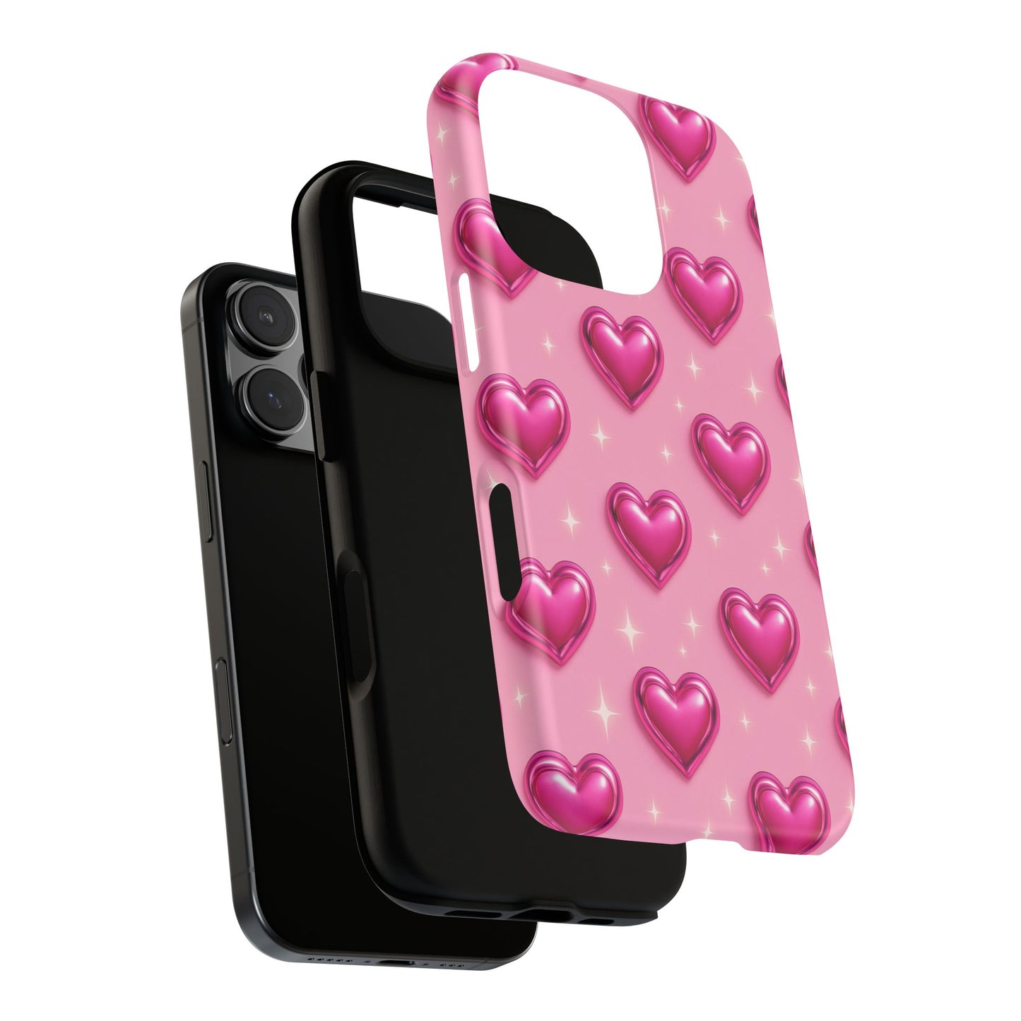 Pink Heart Pattern Phone Case | Tough Protective Case for Iphone, Samsung Galaxy and Pixel