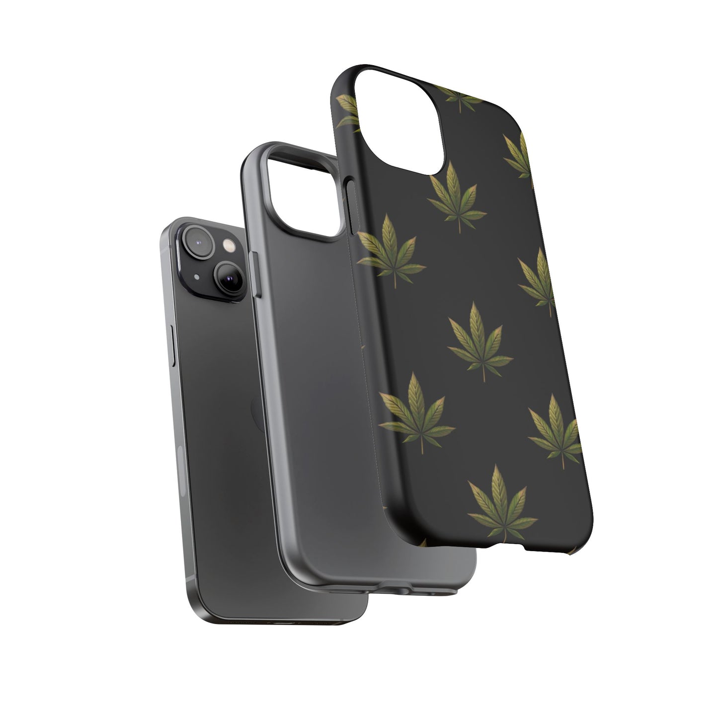 Cannabis Leaf Phone Case Green Weed Leaf Pattern Tough Protective Cover