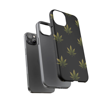 Cannabis Leaf Phone Case Green Weed Leaf Pattern Tough Protective Cover