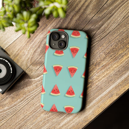 Watermelon Phone Case – Pastel Blue Summer Fruit Tough Case (iPhone, Samsung, Pixel)