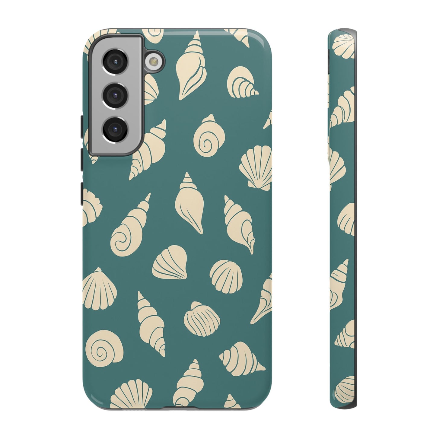 Seashell Pattern Phone Case | Teal Coastal Shells Tough Case for Iphone, Samsung Galaxy and Pixel