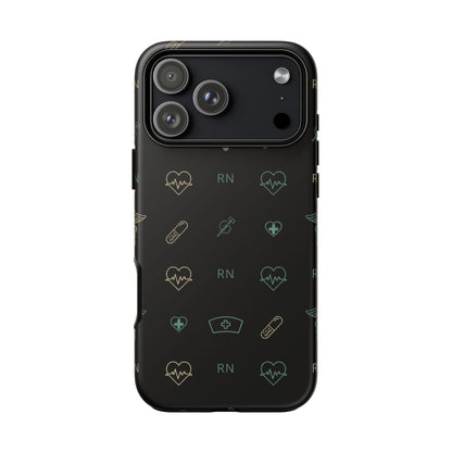 RN Nurse Phone Case – Minimal Medical Icon Pattern Healthcare Worker Tough Case