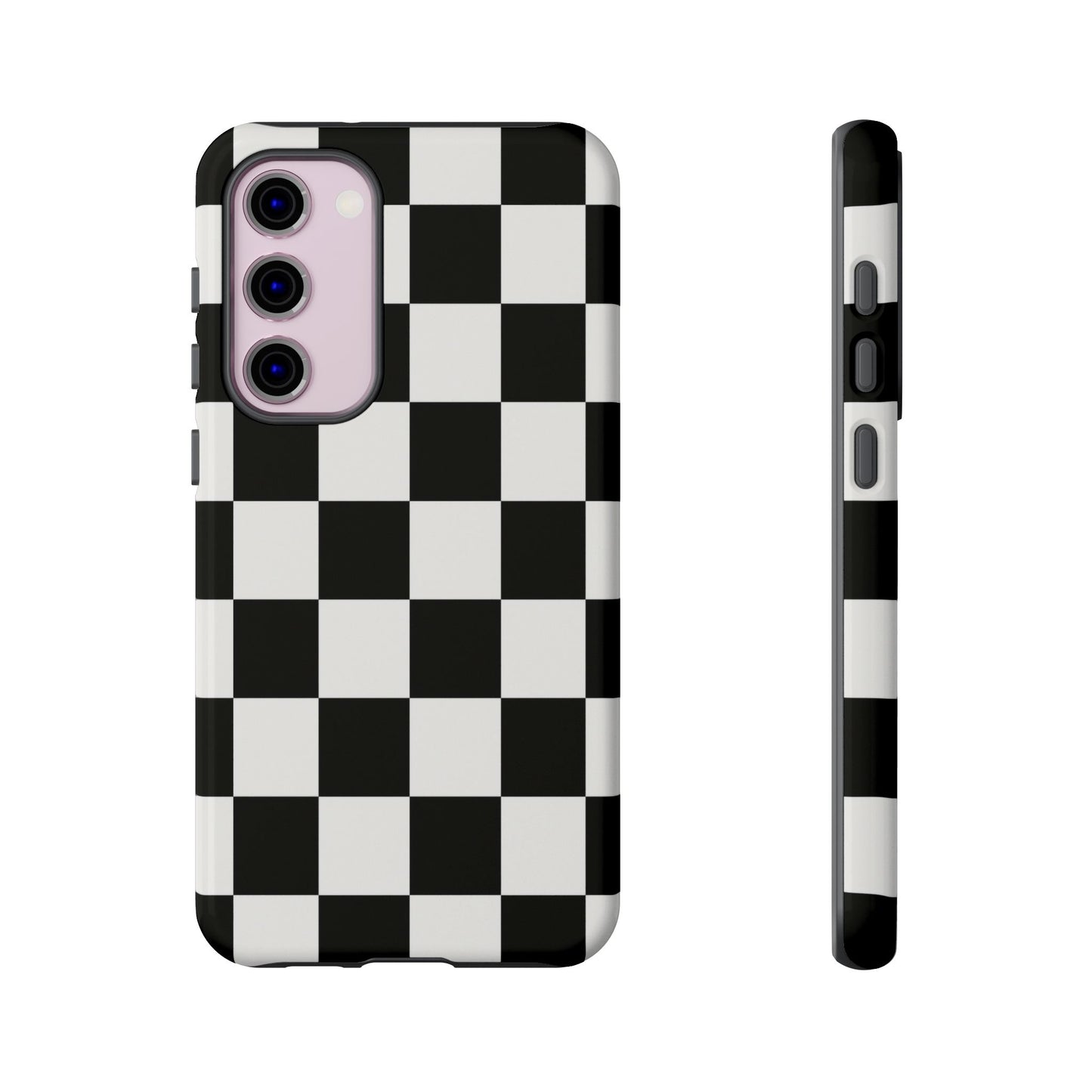 Black & White Checkerboard Phone Case – Classic Aesthetic Tough Protective Case