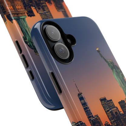 Statue of Liberty Sunset Phone Case – New York City Skyline Travel Aesthetic Tough Case