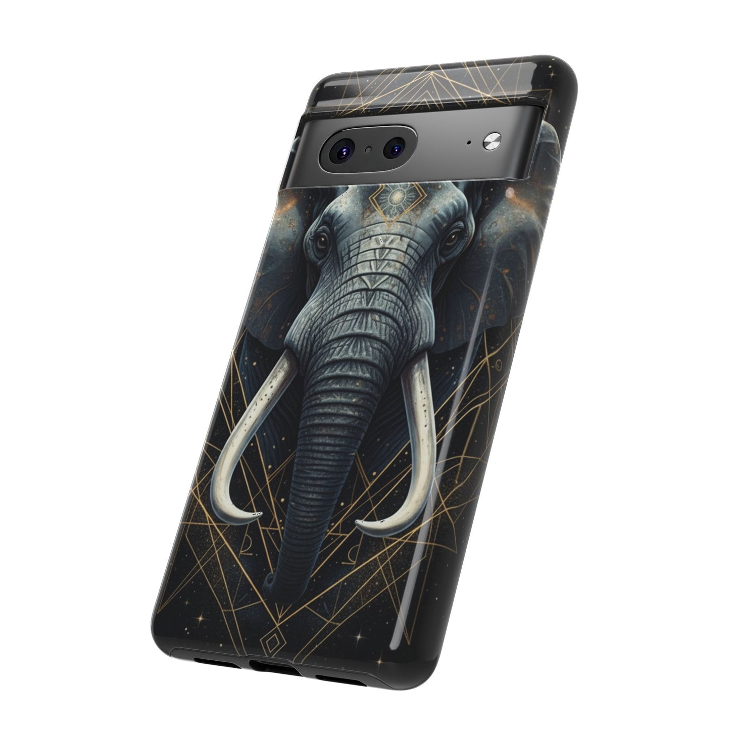 Elephant Mandala Phone Case – Black and Gold Spiritual Elephant Tough Protective Case