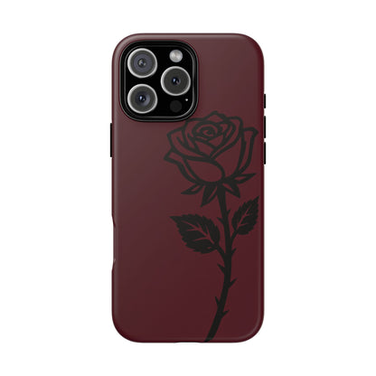 Black Rose Burgundy iPhone Case | Dark Aesthetic Shockproof Protective Cover