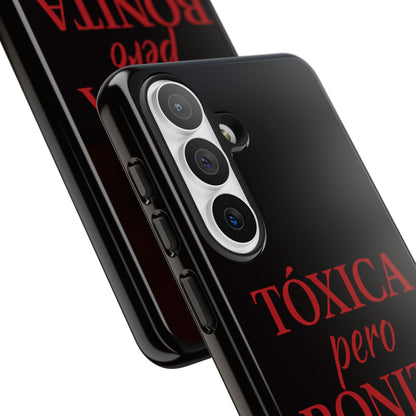 Toxica Pero Bonita Phone Case, Latina Quote Case, Red Lips Aesthetic, Spanish Saying Case, Trendy Tough Cover