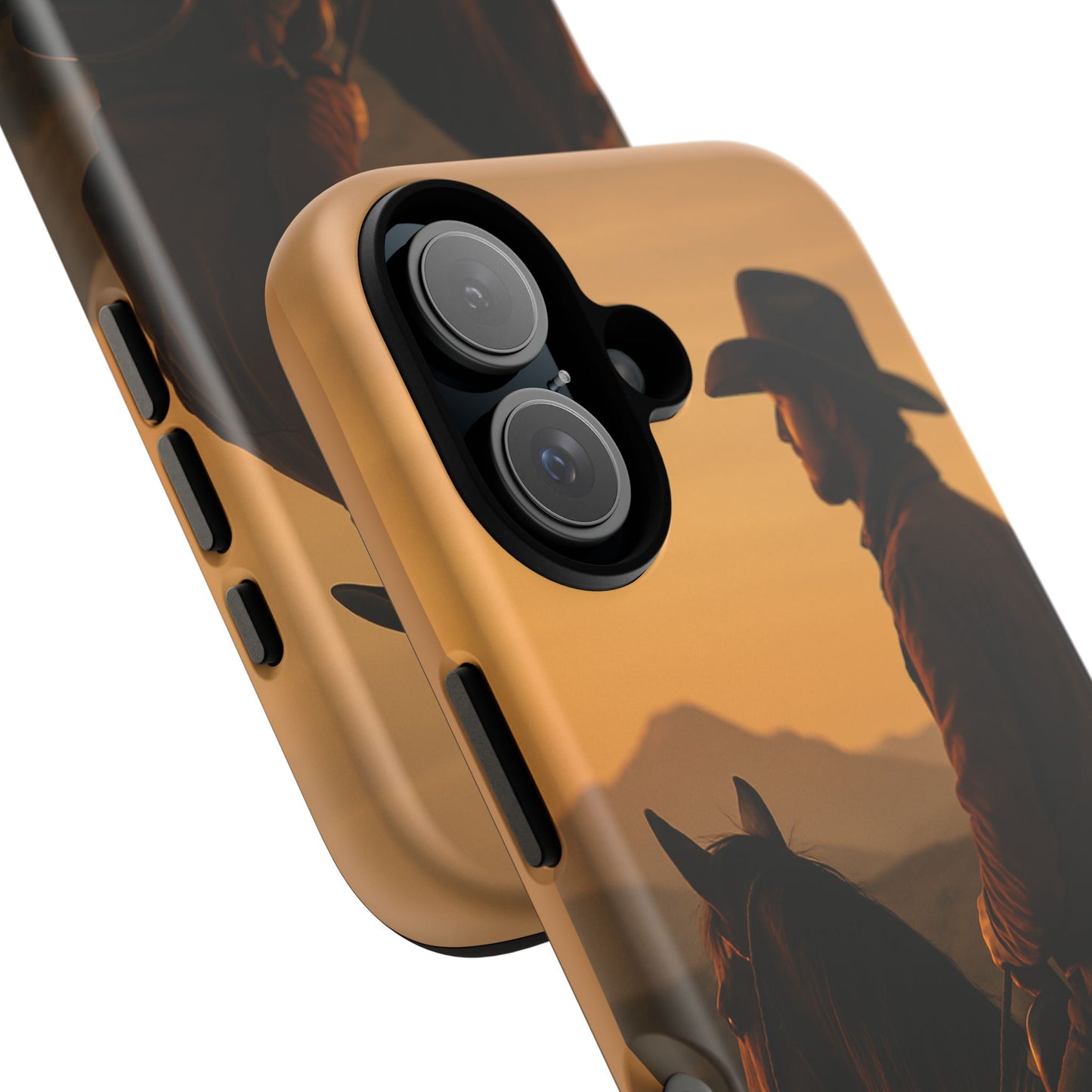 Western Cowboy Sunset Phone Case | Horse Rider Desert Aesthetic Tough Protective Case
