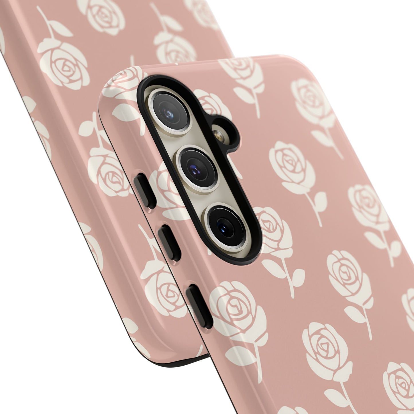 White Rose Pattern Tough Phone Case | Elegant Floral Aesthetic Case for Iphone, Samsung Galaxy and Pixel