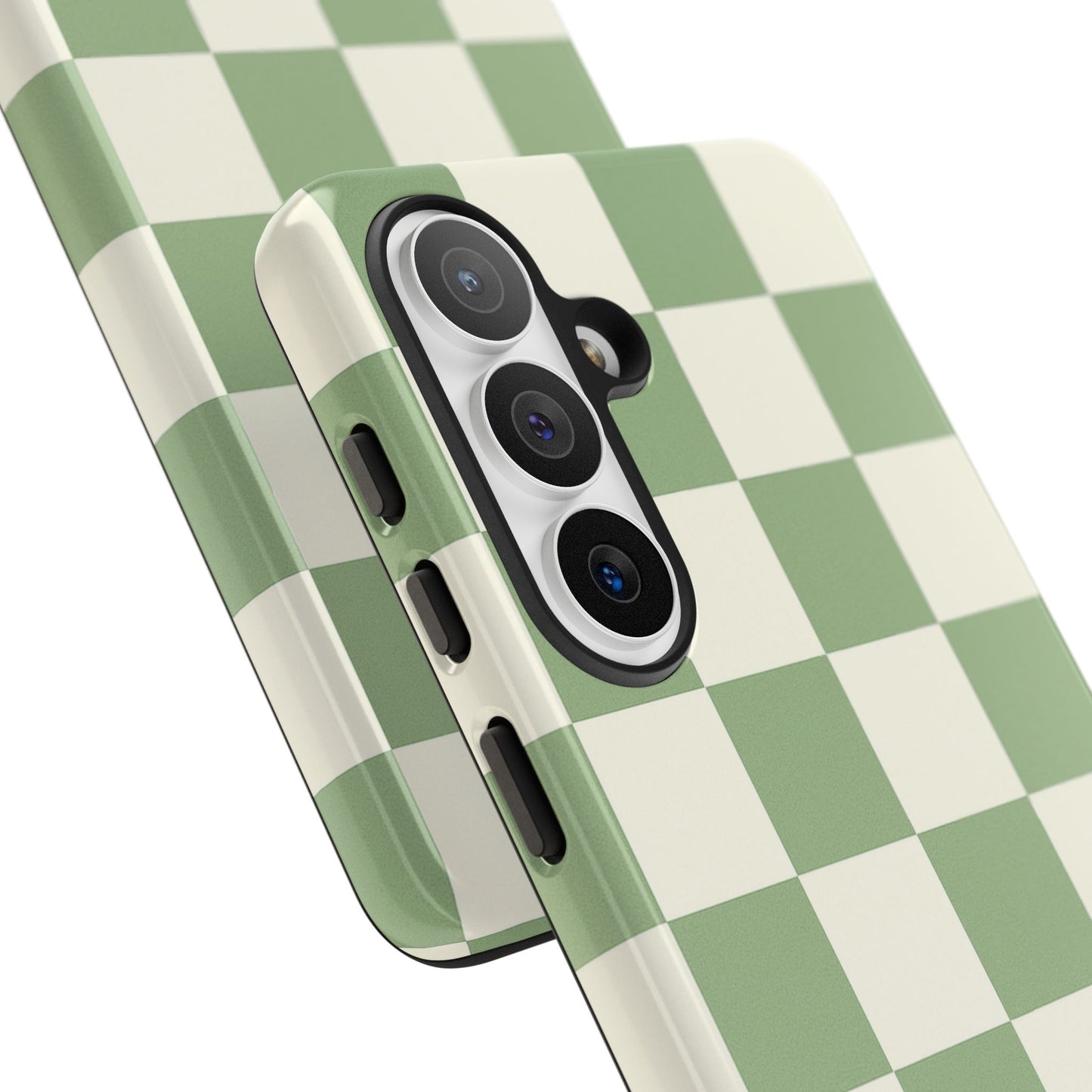Sage Green Checkerboard Phone Case | Minimal Aesthetic Checkered iPhone & Samsung Tough Case
