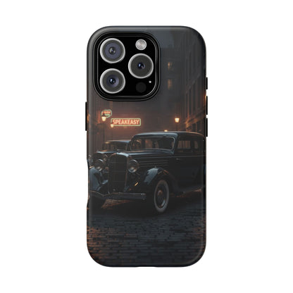 Vintage Classic Car Phone Case | Retro Noir Aesthetic | 1930s Street Scene Tough Case for iPhone & Samsung