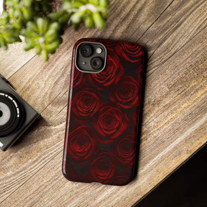 Dark Red Rose Phone Case – Gothic Floral Tough Case (iPhone, Samsung, Pixel)