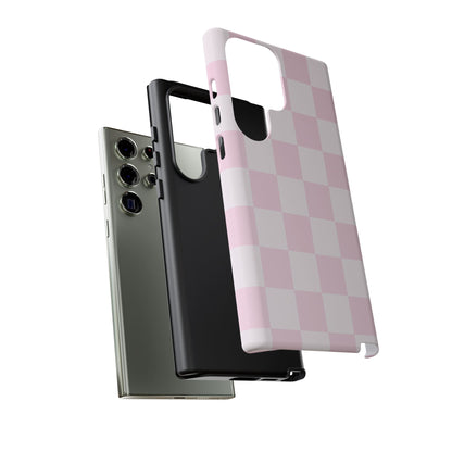 Light Pink Checkerboard Phone Case | Pastel Aesthetic Checkered iPhone & Samsung Tough Case