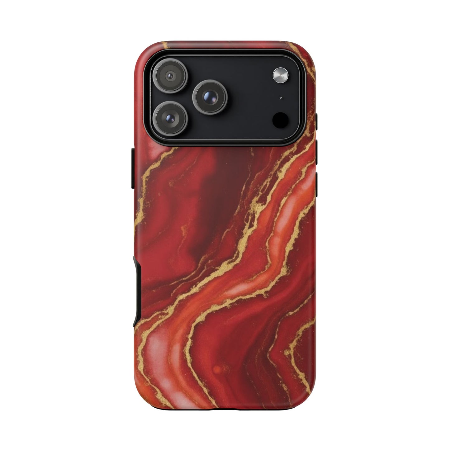 Red Agate Marble Phone Case – Gold Vein Luxury Stone Tough Case (iPhone, Samsung, Pixel)
