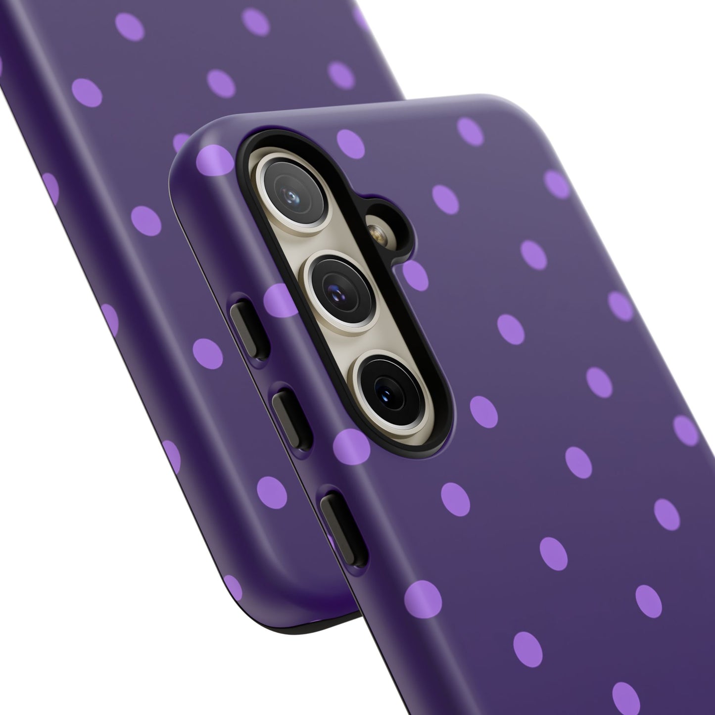 Purple Polka Dot Tough Phone Case – Cute Stylish Durable Protective Cover for Iphone, Samsung Galaxy and Pixel