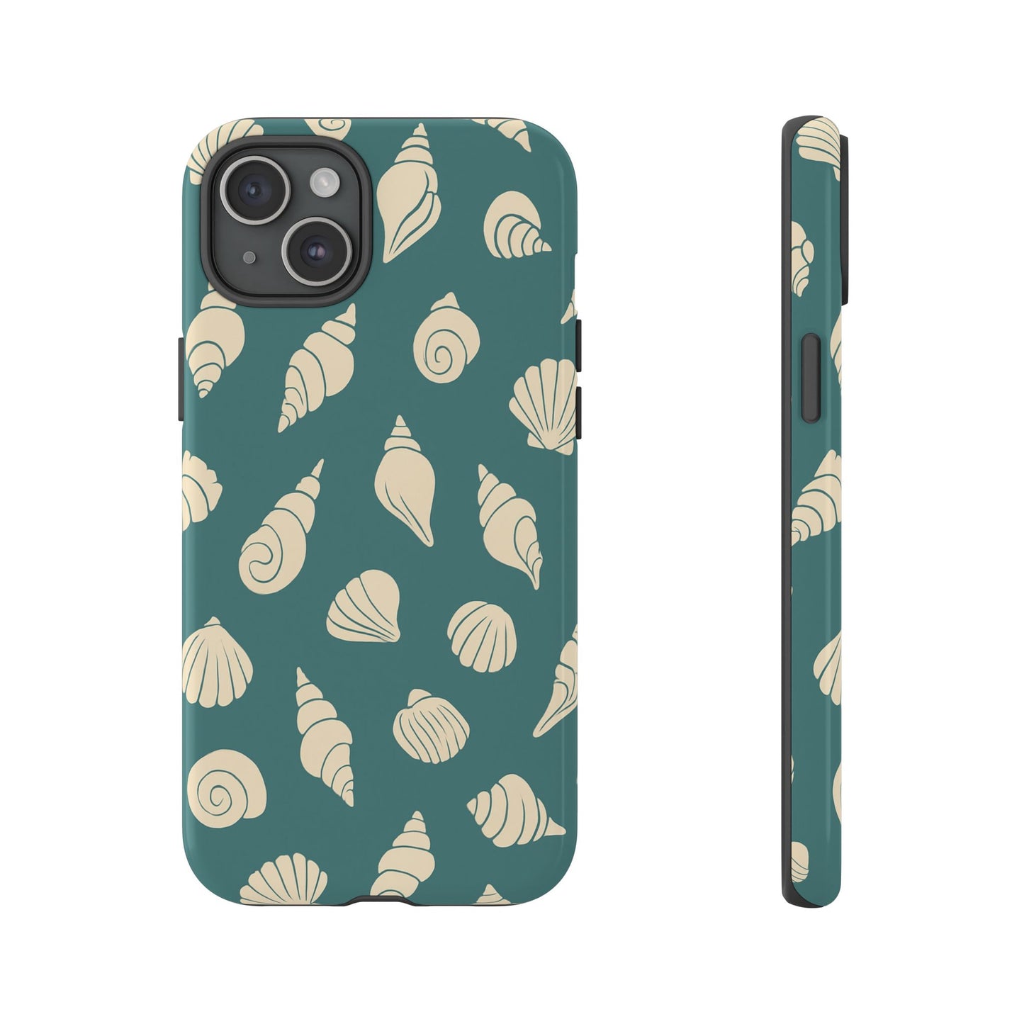 Seashell Pattern Phone Case | Teal Coastal Shells Tough Case for Iphone, Samsung Galaxy and Pixel
