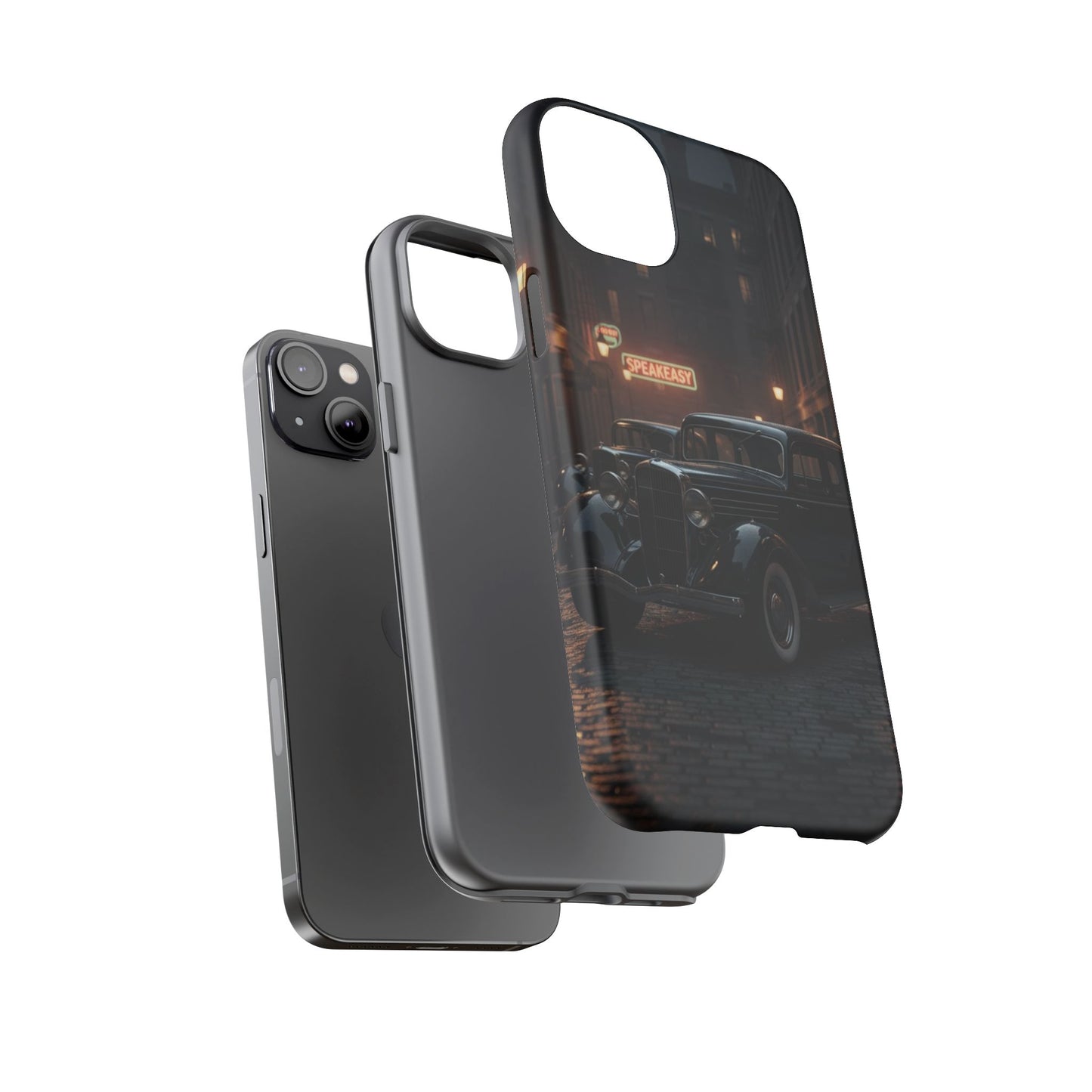 Vintage Classic Car Phone Case | Retro Noir Aesthetic | 1930s Street Scene Tough Case for iPhone & Samsung