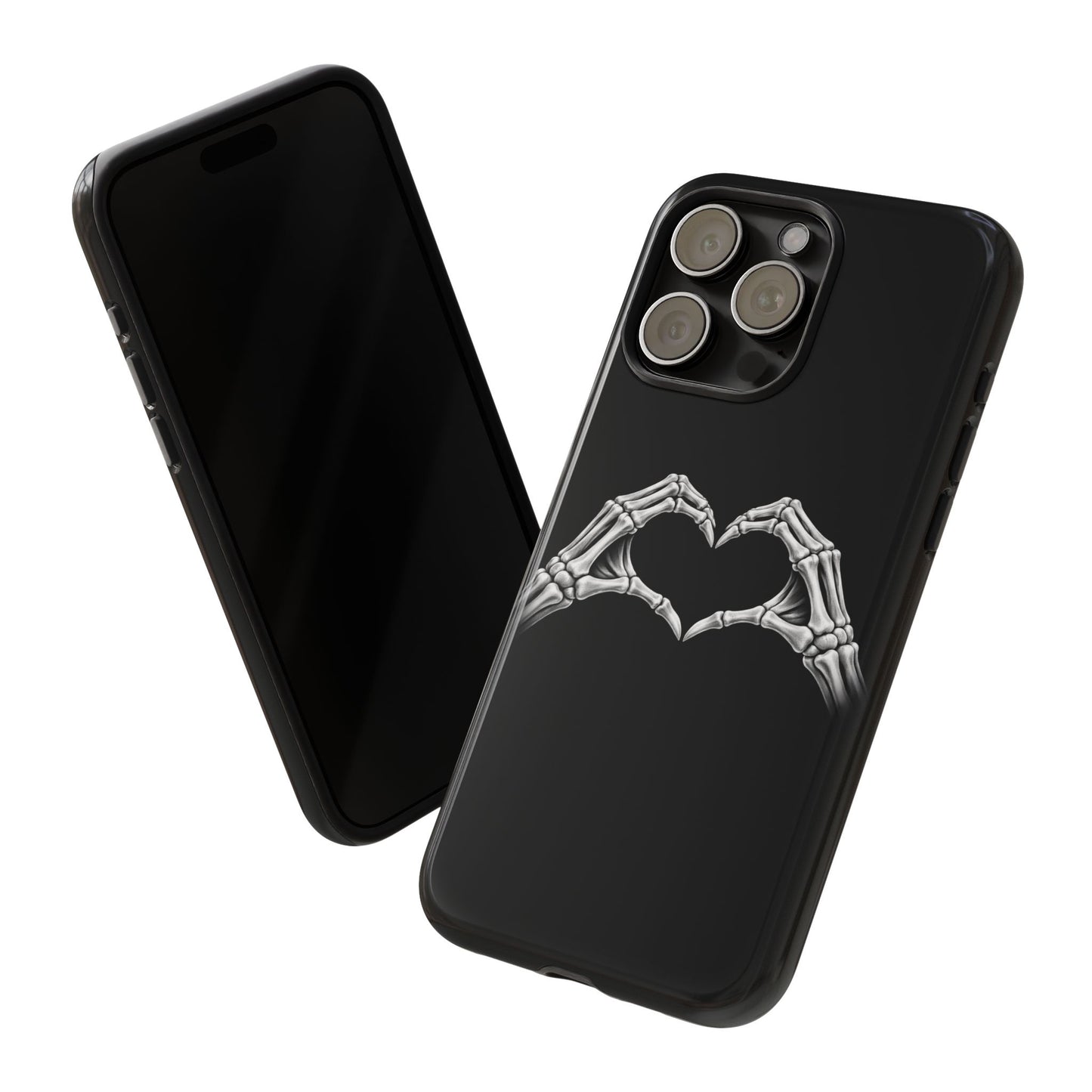 Skeleton Hands Heart Phone Case | Gothic Black Protective Cover