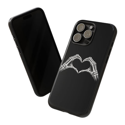 Skeleton Hands Heart Phone Case | Gothic Black Protective Cover
